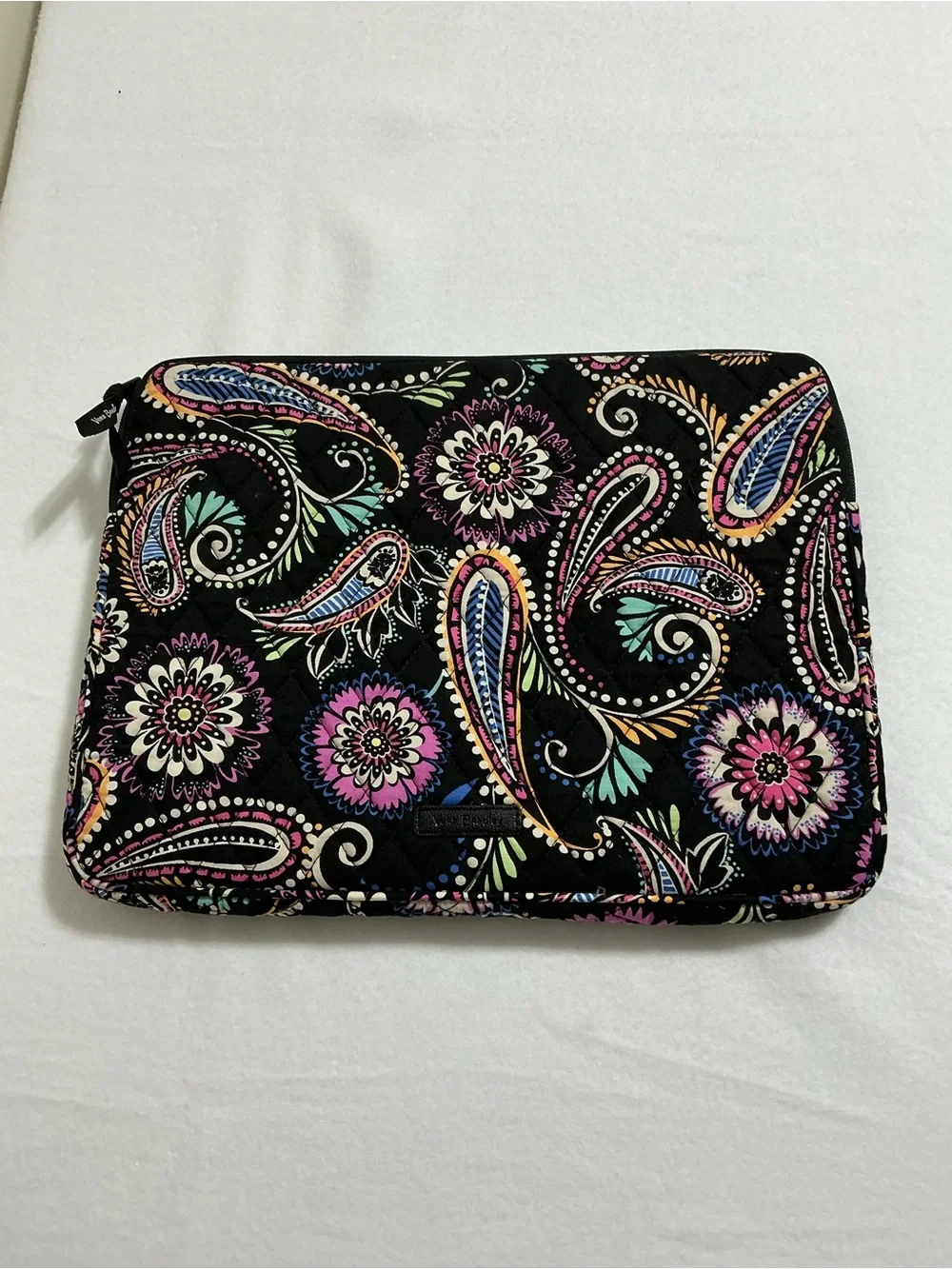 Vera Bradley Black Multicolor Paisley Quilted Laptop Sleeve Case